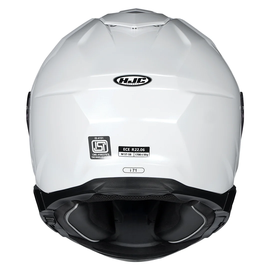 HJC I71 Solid Pearl White Helmet - Image 4
