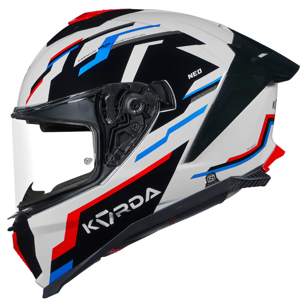 Korda Neo Fuego Helmet (White, Red & Blue) - Image 4