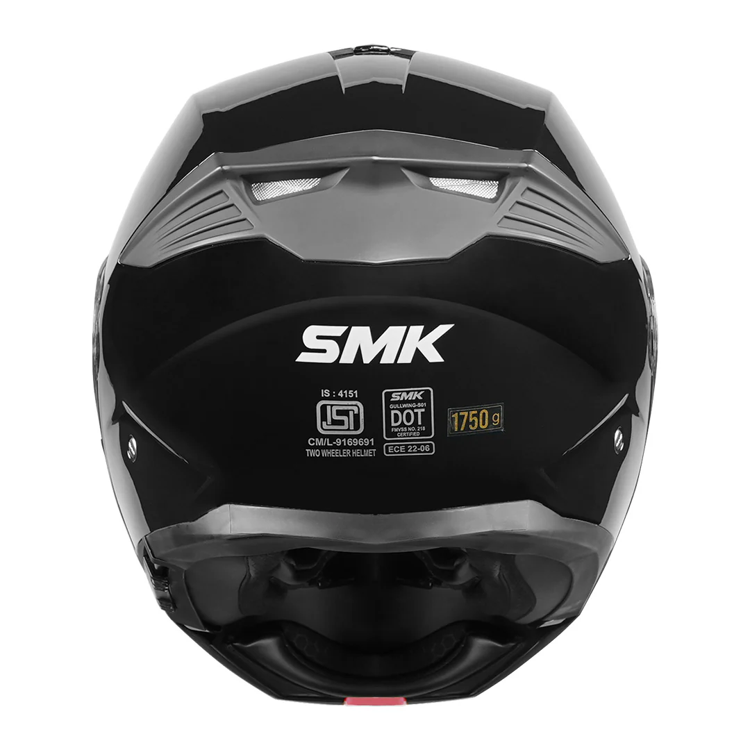SMK Gullwing Solid Black Modular Helmet - Image 3