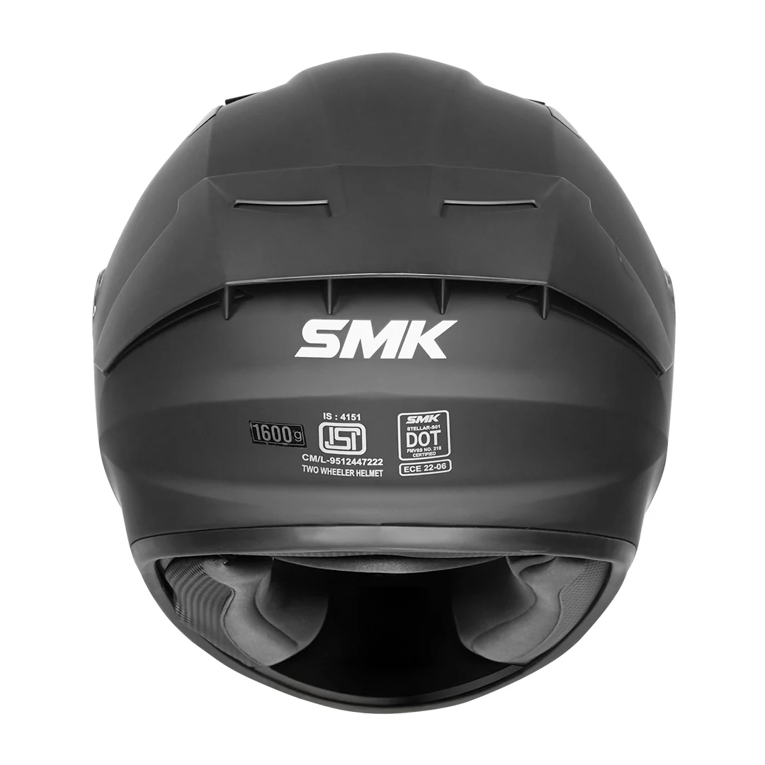 SMK Stellar Sports Solid Matt Black Helmet - Image 3