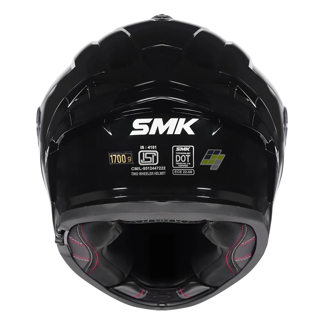 SMK Typhoon Solid Gloss Black Helmet - Image 3