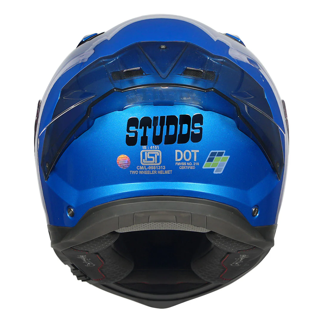 STUDDS Helios Solid Gloss Blue Helmet - Image 3